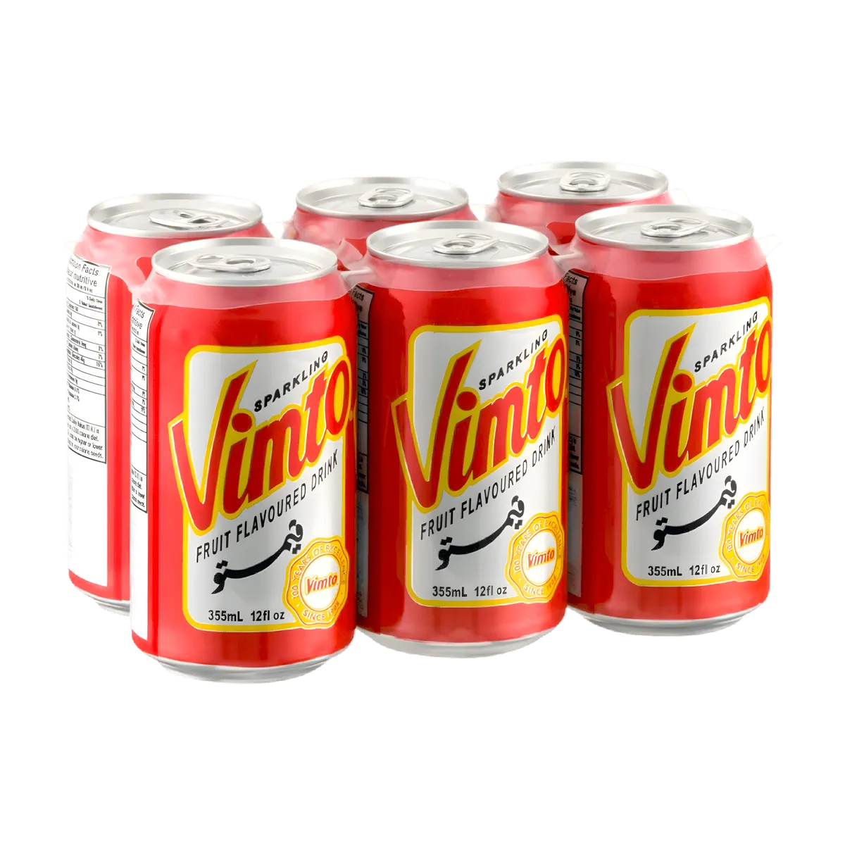 Pack de 6 canettes de boisson grenadine VIMTO - Rafraîchissante et Fruitée, soda pétillant à la grenadine, 355 ml chacune.